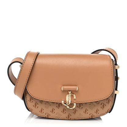 Jimmy Choo Calfskin Small Varenne Logo Embossed Shoulder Bag Caramel 1 of 9