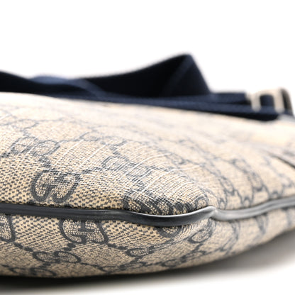Gucci GG Supreme Monogram Small Flat Side Zip Messenger Bag Beige Blue 10 of 12