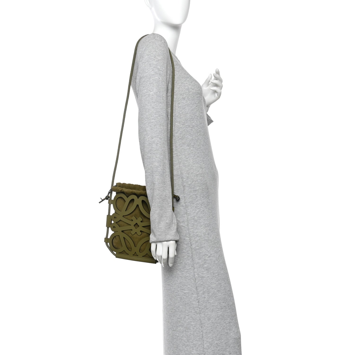 Loewe Smooth Calfskin Paula's Ibiza Small Anagram Cutout Tote Olive 2 of 10