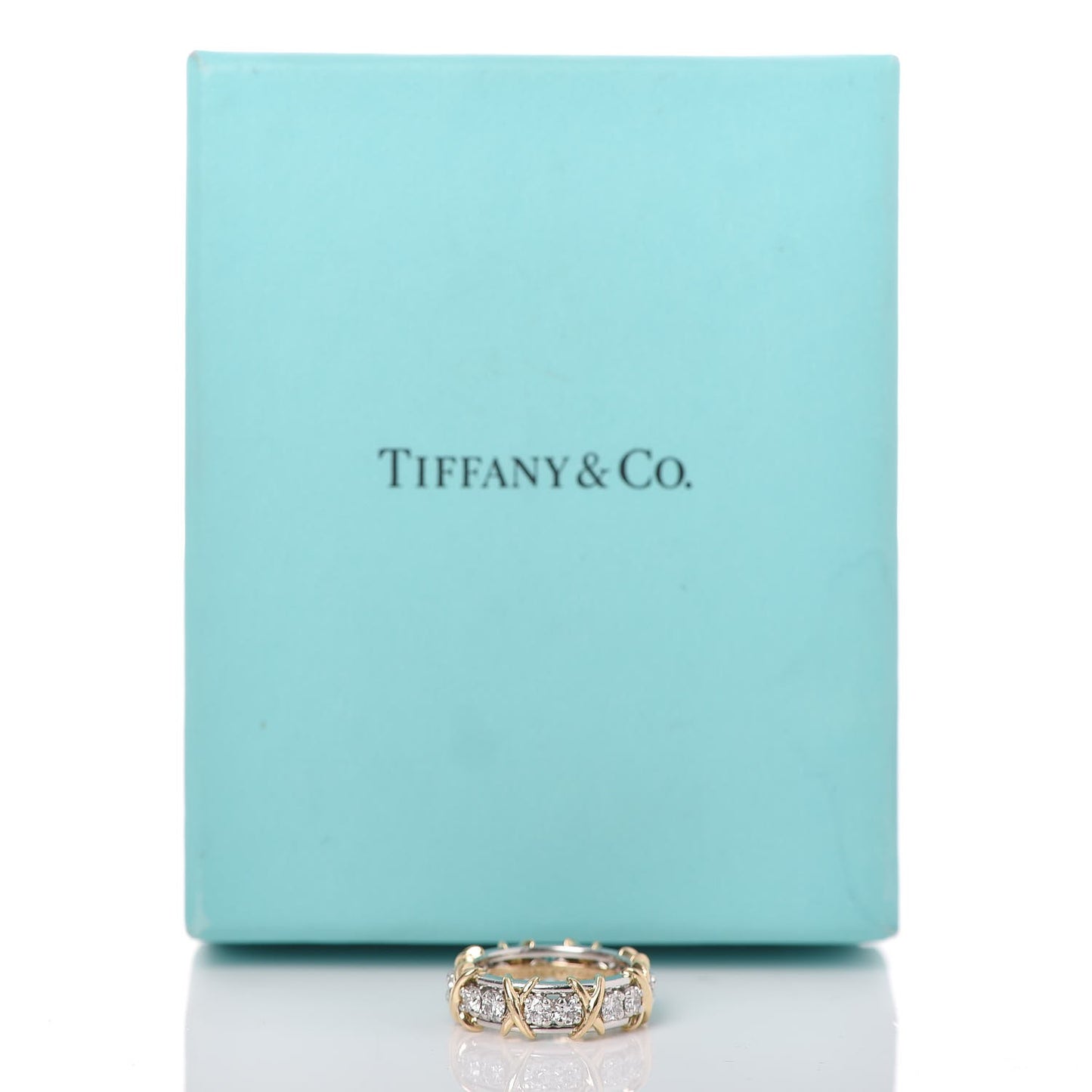 18K Yellow Gold Platinum Diamond Schlumberger Sixteen Stone Ring 50 5.25
