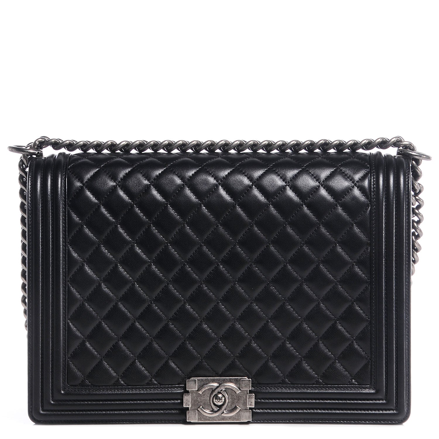 Chanel Lambskin Quilted Large Boy Flap Black 1 of 8