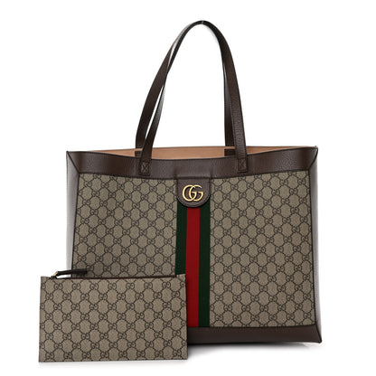 Gucci GG Supreme Monogram Web Ophidia Tote Brown 1 of 9