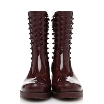 Valentino Garavani Rubber Rockstud Short Rainboots 40 Rubin 3 of 9