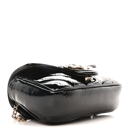 Gucci Patent Lambskin Matelasse Super Mini GG Marmont Shoulder Bag Black 4 of 9