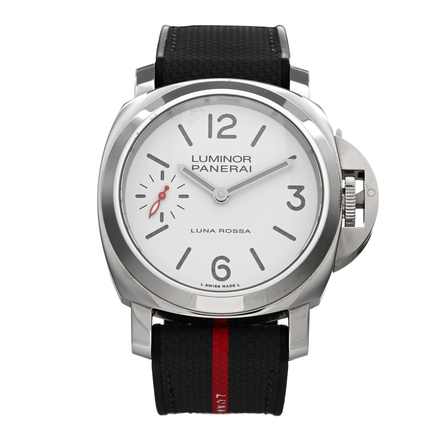 Stainless Steel Fabric 44mm Luminor Due Luna Rossa Manual Winding Watch White PAM01342