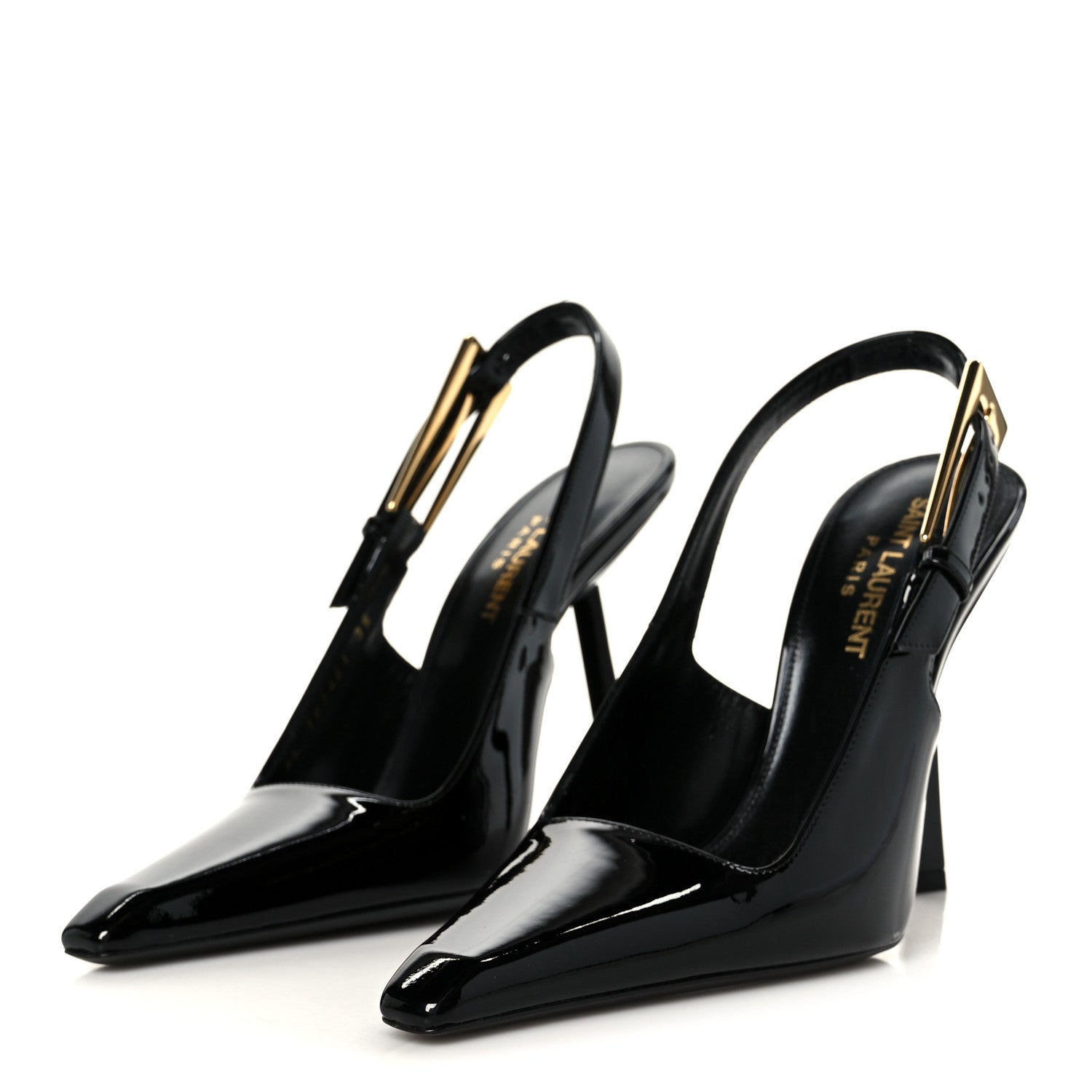 Saint Laurent Glazed Calfskin Lee Slingback Pumps 35 Black 4 of 10