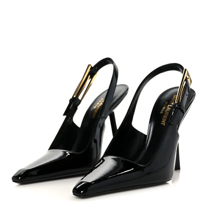 Saint Laurent Glazed Calfskin Lee Slingback Pumps 35 Black 4 of 10