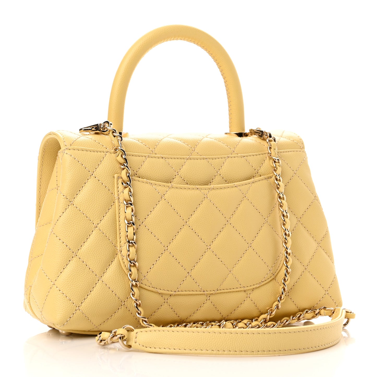 Caviar Quilted Mini Coco Handle Flap Yellow
