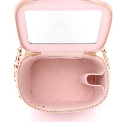Chanel Lambskin Quilted Mini Top Handle Vanity Case With Chain Light Pink 5 of 11