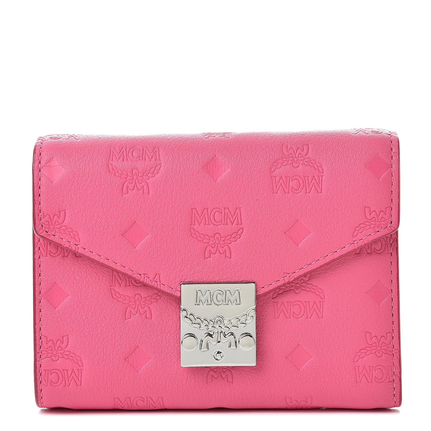 MCM Calfskin Ottomar Monogram Tri-Fold Wallet Sugar Pink 1 of 8