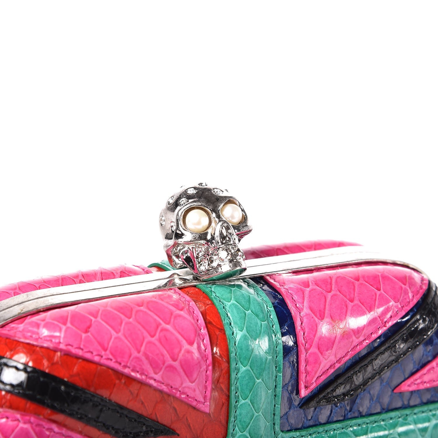 Alexander McQueen Snakeskin Britannia Skull Box Clutch Multicolor 8 of 9