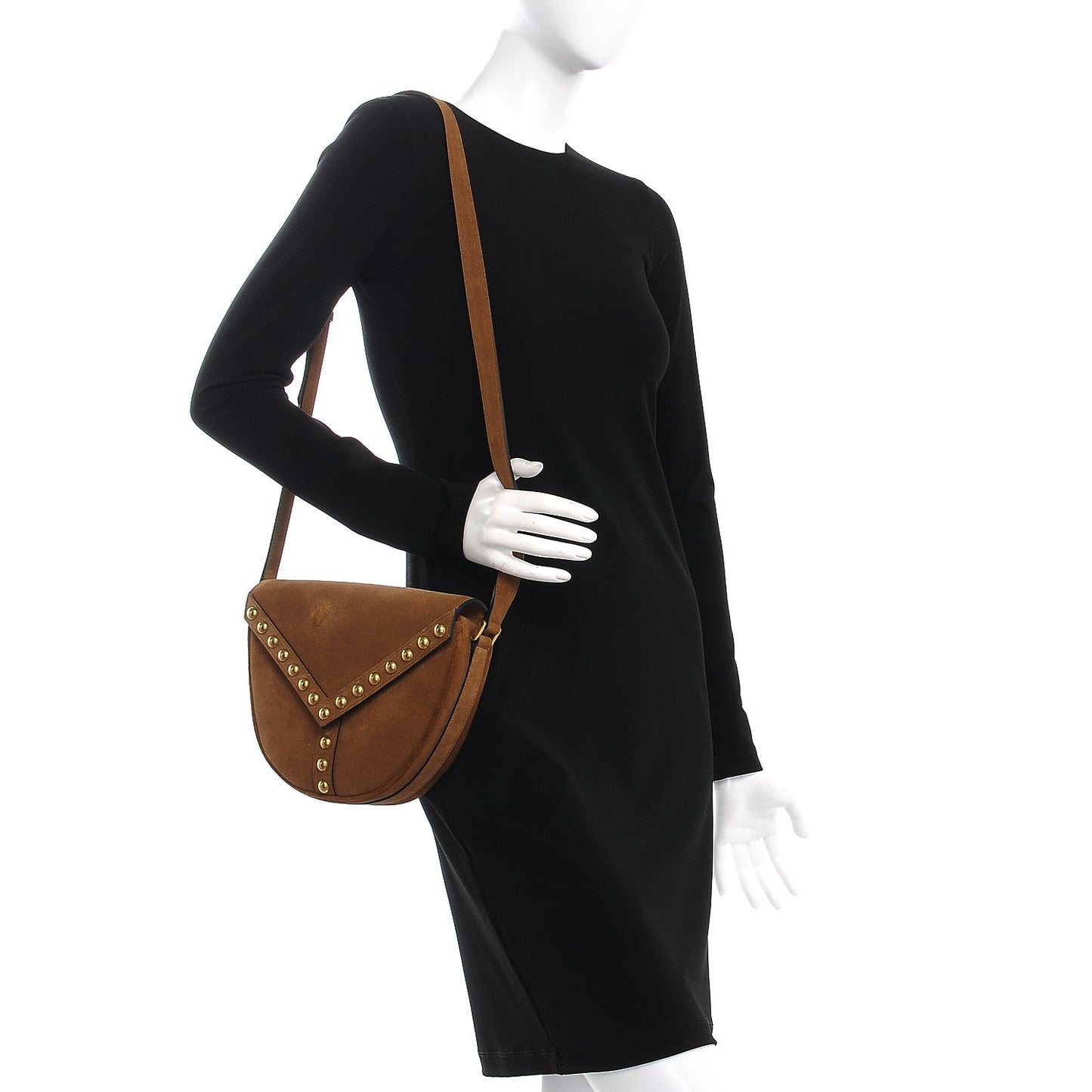 Suede Y Studs Satchel Light Ochre