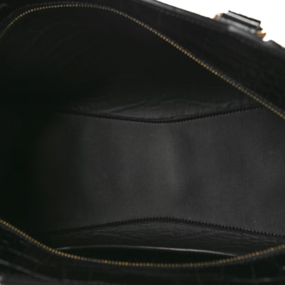 Balenciaga Shiny Supple Calfskin Crocodile Embossed Brass Hardware Neo Classic City Black 5 of 8