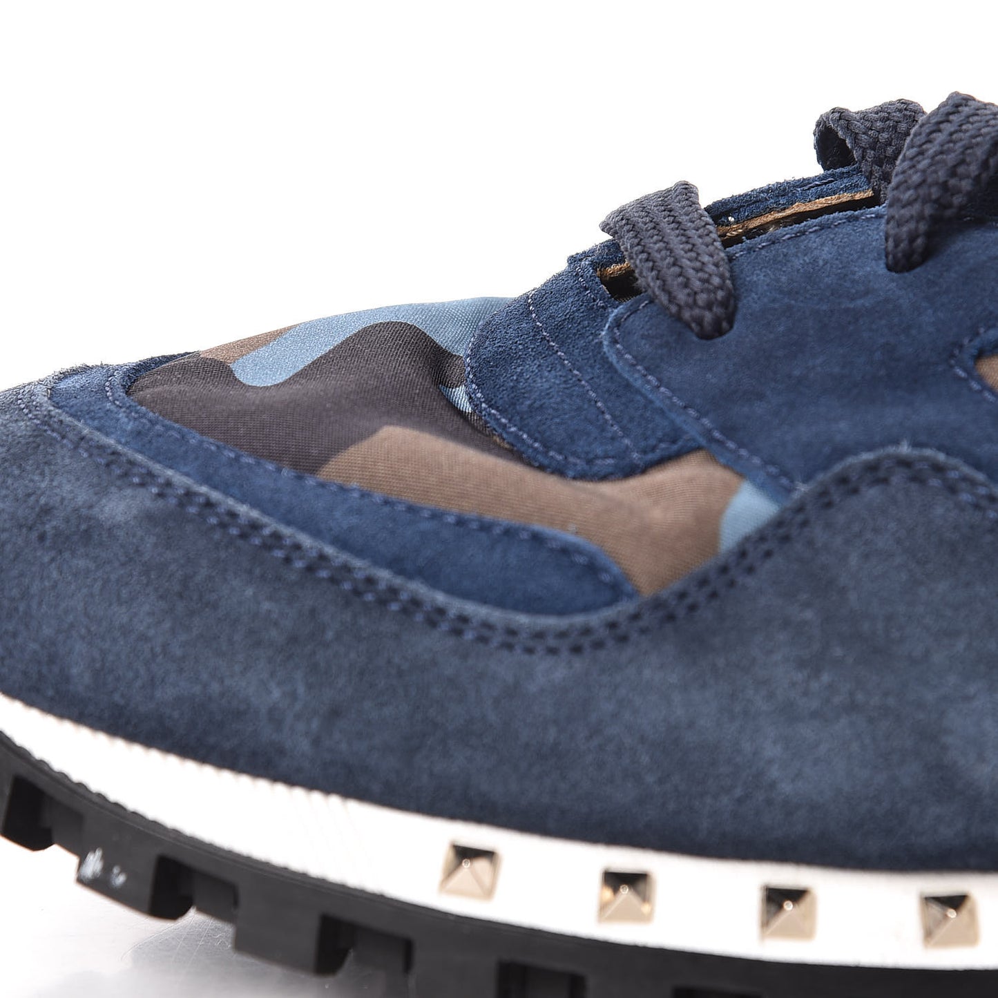 Suede Nylon Camouflage Womens Soul Rockstud Sneakers 41 Navy