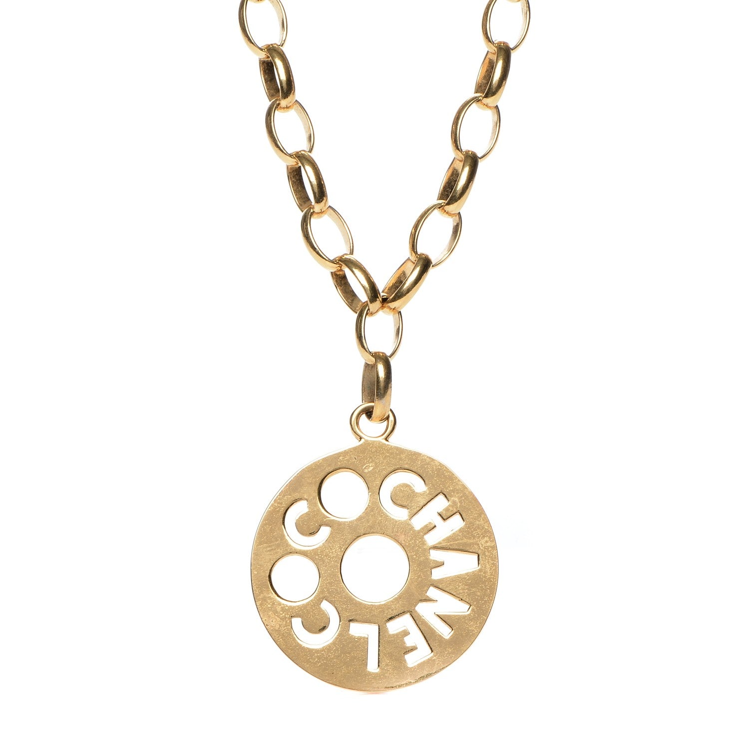 Chanel Medallion Long Chain Necklace Gold 1 of 7