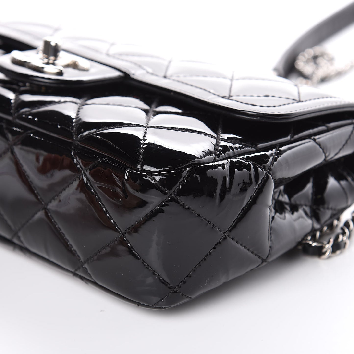 Patent Quilted Small Coco Shine Flap Black