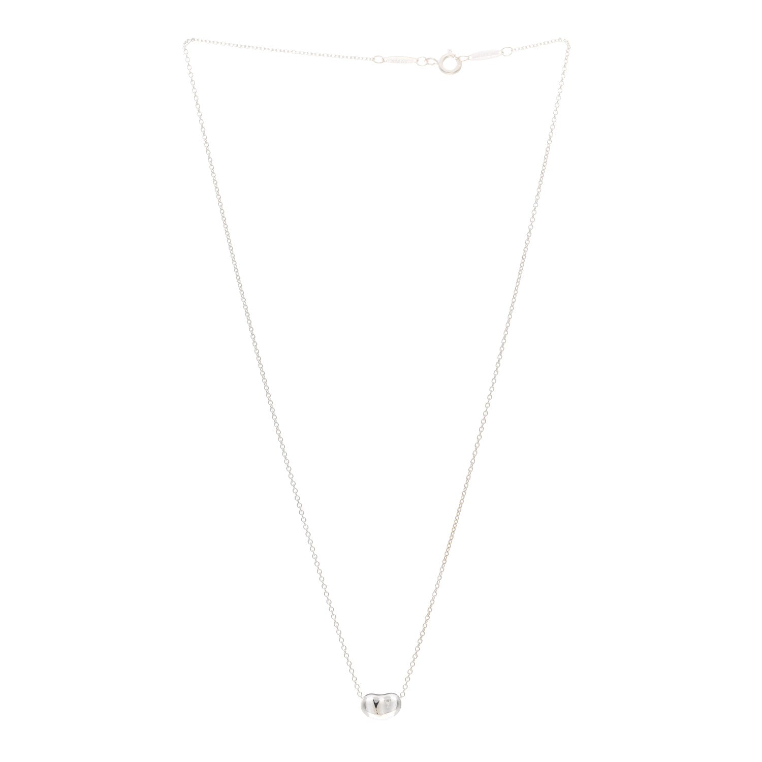 Tiffany Sterling Silver 9mm Elsa Peretti Bean Pendant Necklace 3 of 4