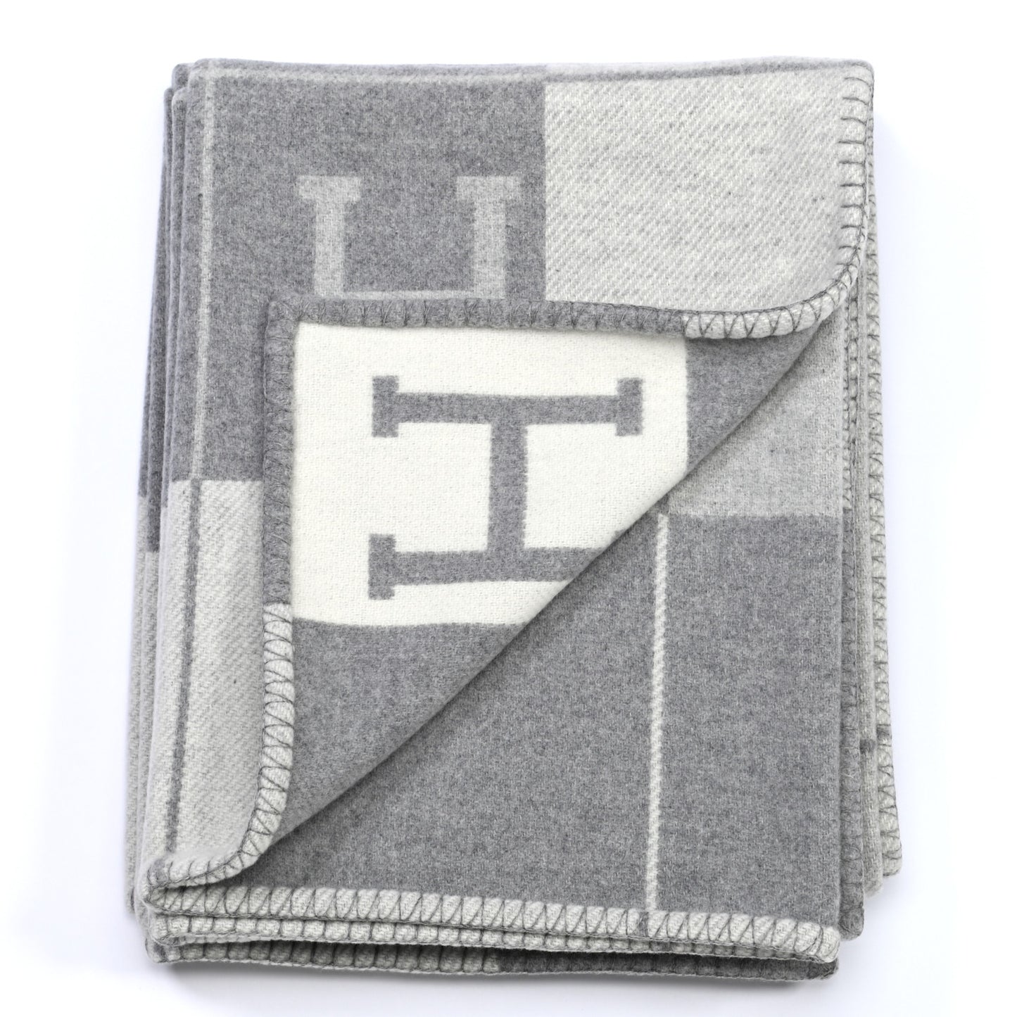 Wool Cashmere Avalon III Blanket Ecru Gris Clair