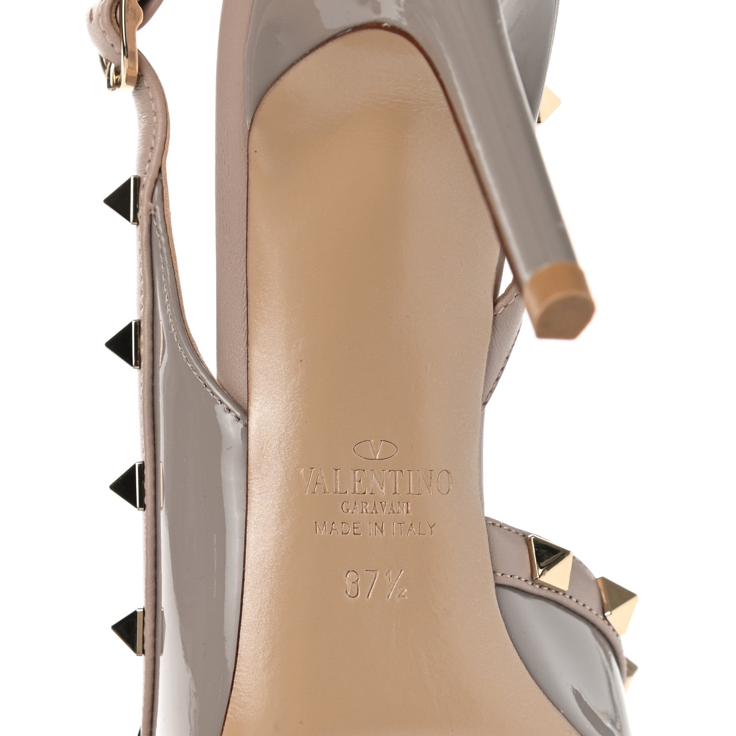 Valentino Garavani Patent Nappa Rockstud Half D'Orsay Slingback 85mm Pumps 37.5 Perla Poudre 6 of 8