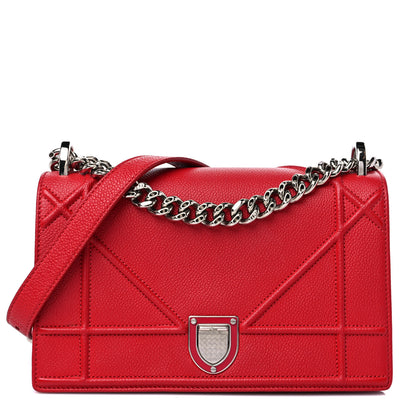 Christian Dior Grained Calfskin Small Diorama Flap Bag Red 1 of 10