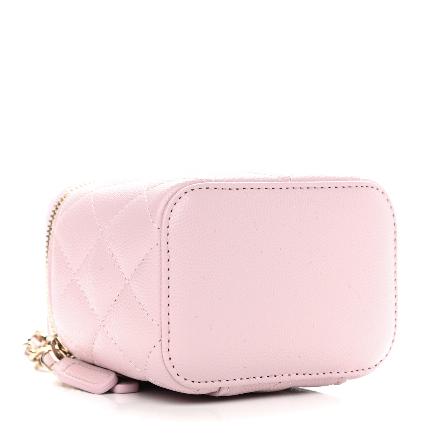 Caviar Quilted Mini Vanity Case With Chain Light Pink