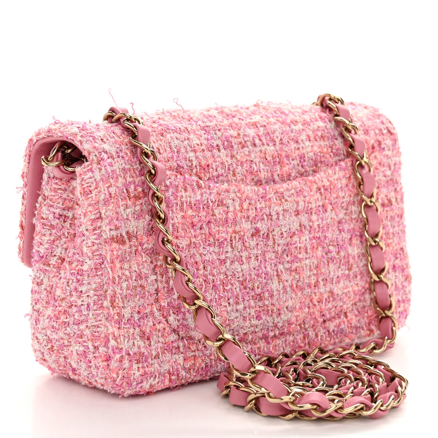 Chanel Tweed Quilted Mini Rectangular Flap Pink 3 of 11