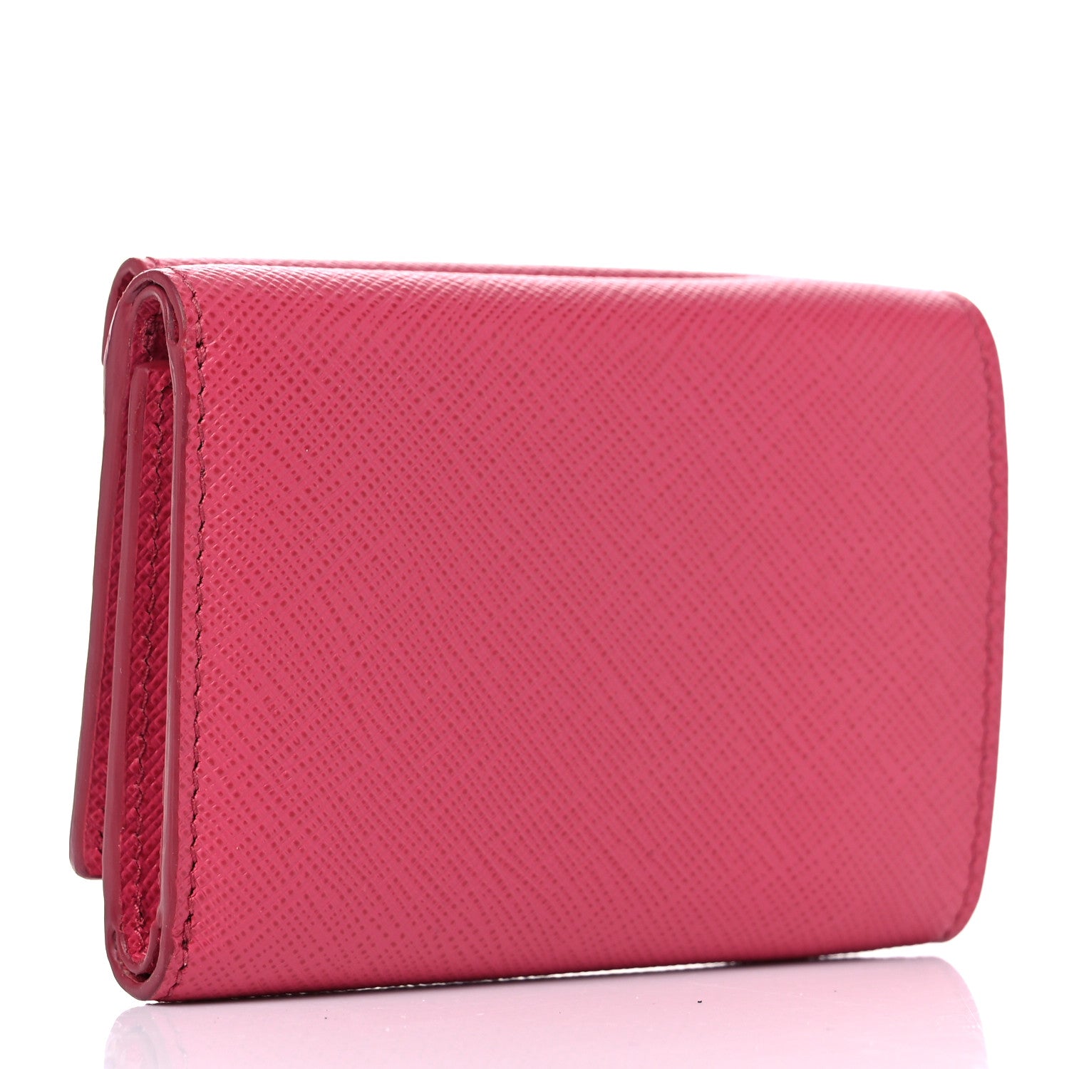 Prada Saffiano Metal Small Tri-Fold Wallet Peonia 5 of 15