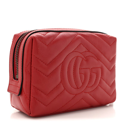 Gucci Calfskin Matelasse GG Marmont Cosmetic Case Hibiscus Red 3 of 8