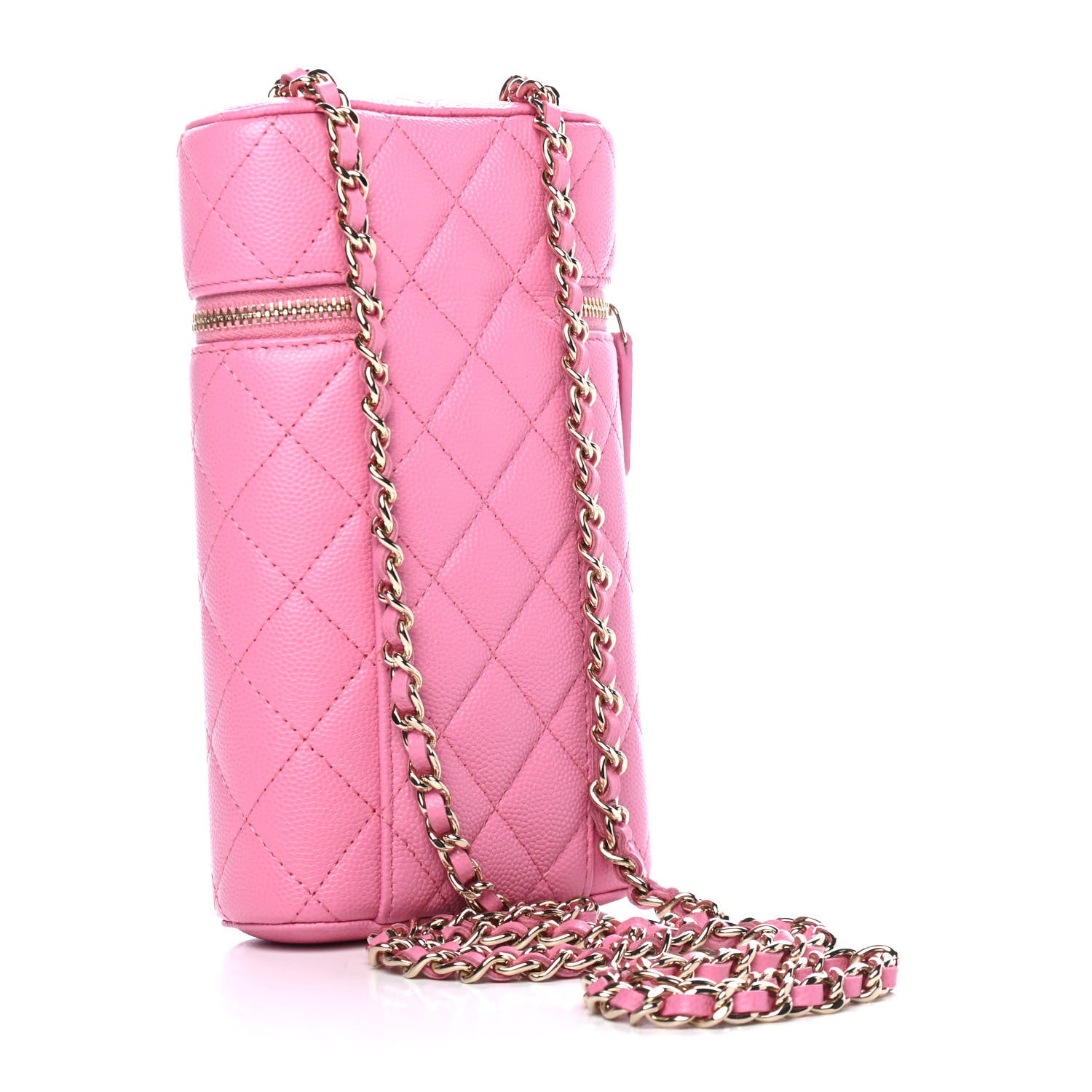 Chanel Caviar Quilted Phone Holder With Chain Pink 2 of 4