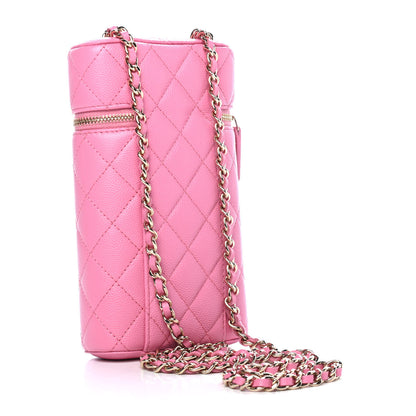 Chanel Caviar Quilted Phone Holder With Chain Pink 2 of 4