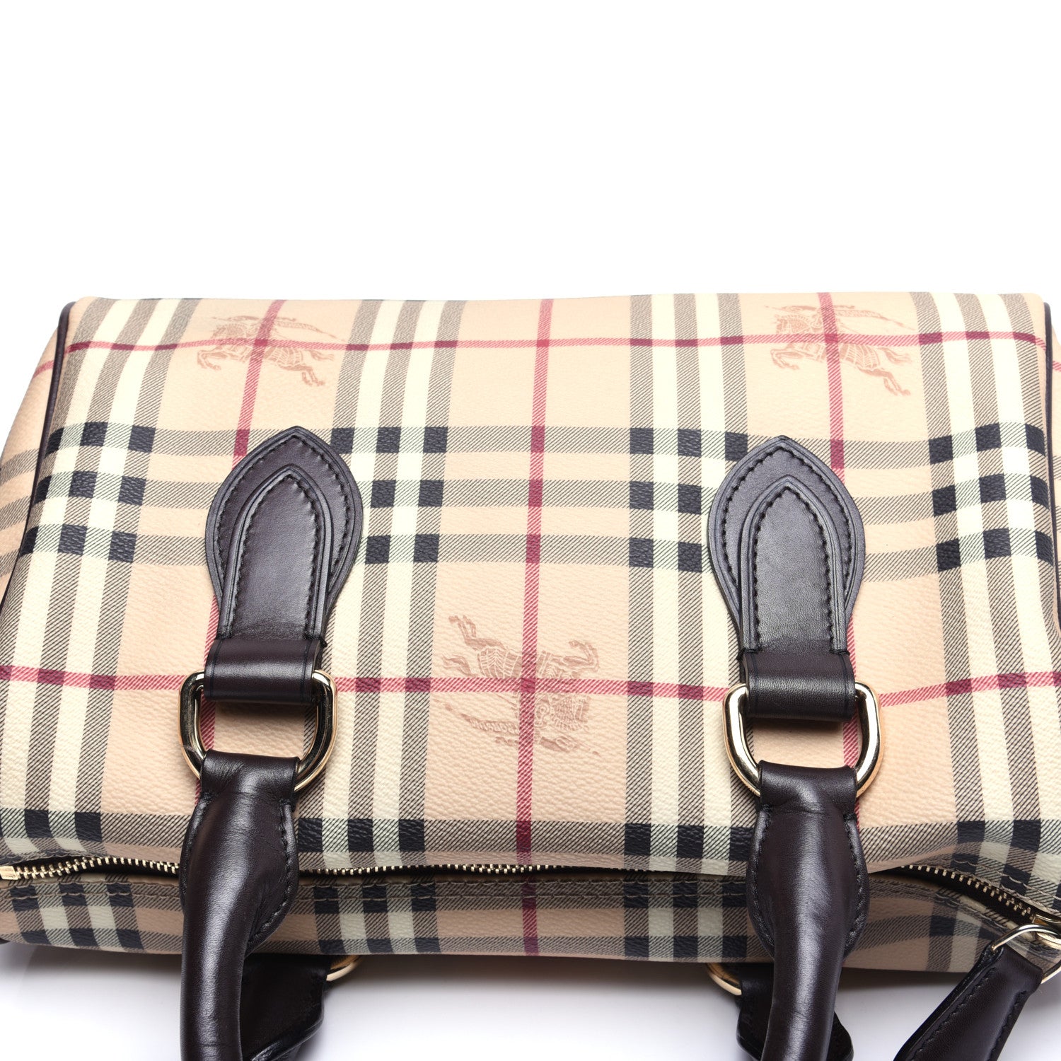 Burberry Haymarket Check Small Chester Bowling Bag Chocolate 10 of 14
