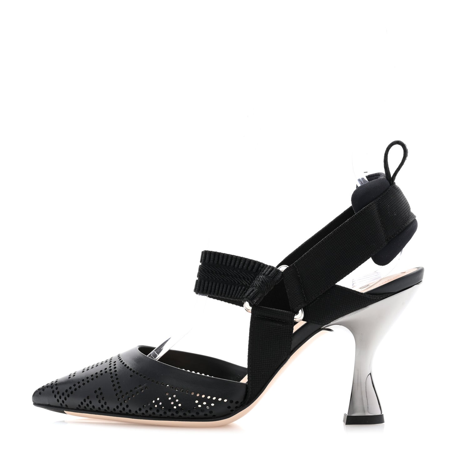 Calfskin Perforated Colibri 85mm Slingback Pumps 36 Black