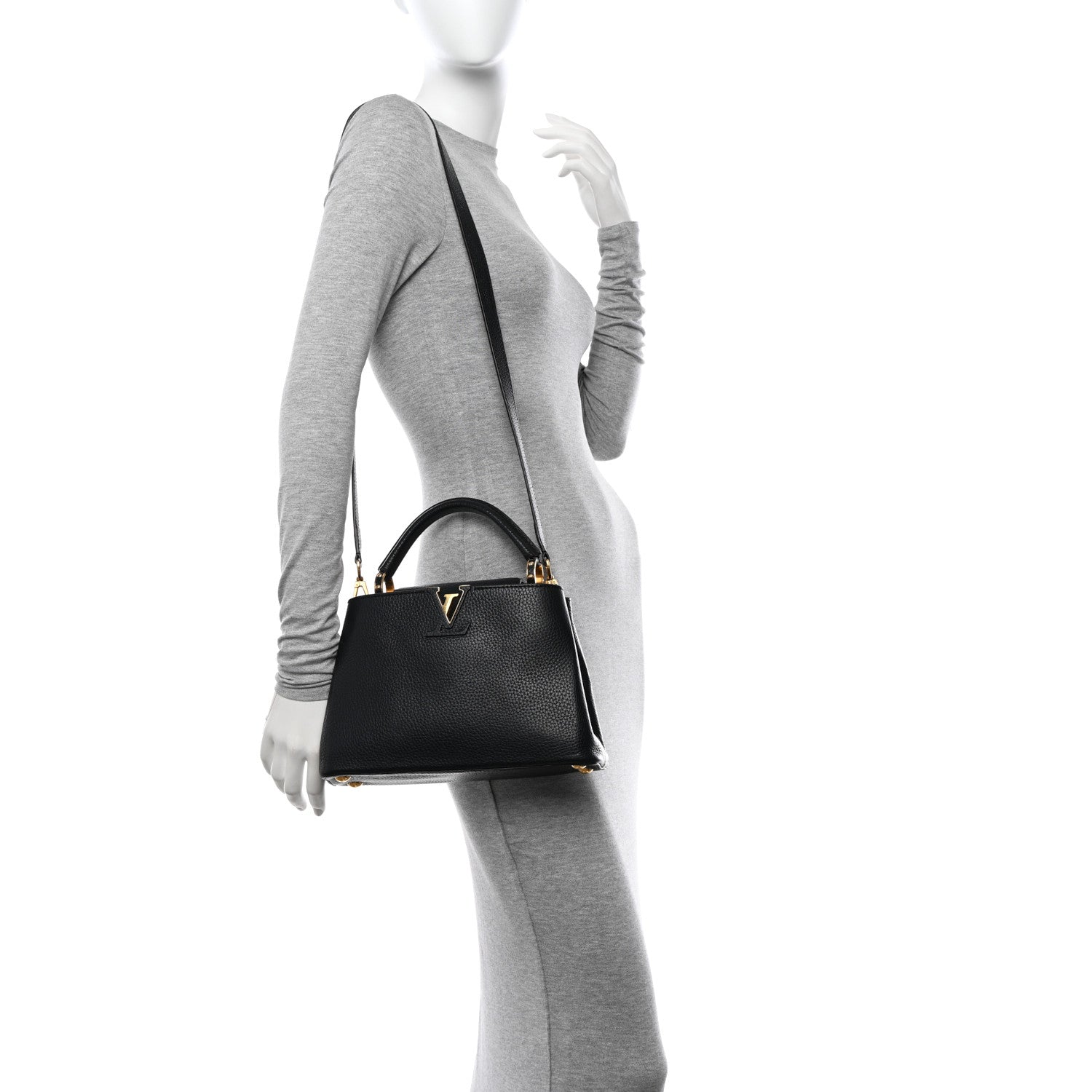 Louis Vuitton LOUIS VUITTON Taurillon Capucines BB Black 2 of 13