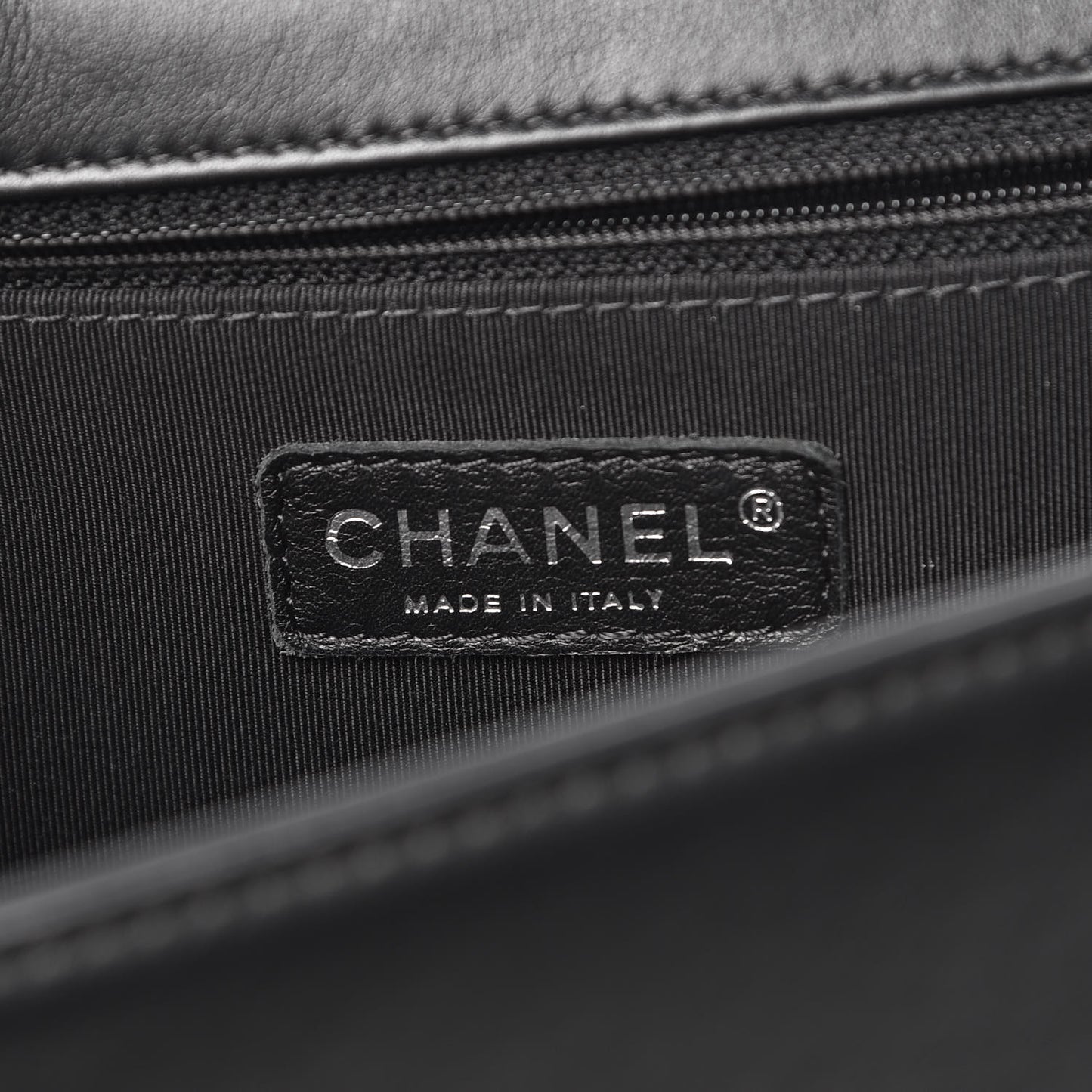 Calfskin Quilted Large Boy Flap Black
