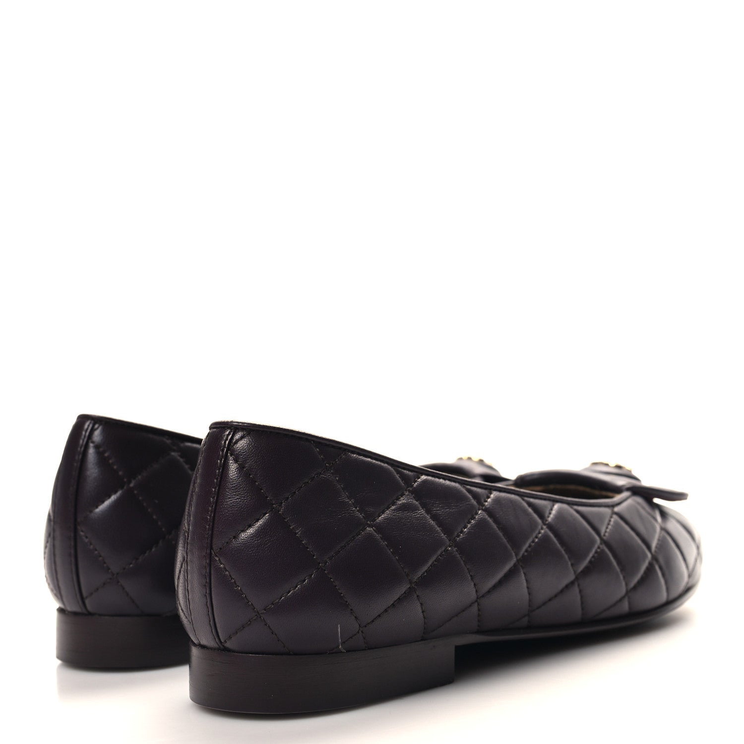 Chanel Lambskin Quilted CC Ballerina Flats 37 Dark Purple 4 of 9
