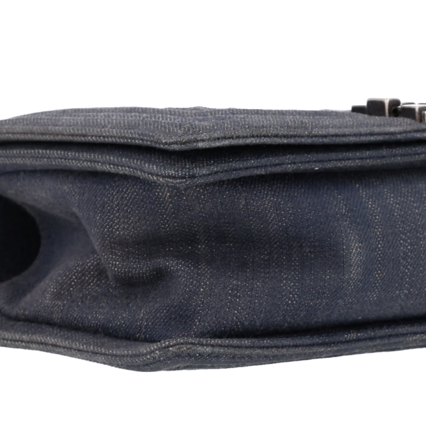 Denim Quilted Embossed Medium Boy Flap Blue