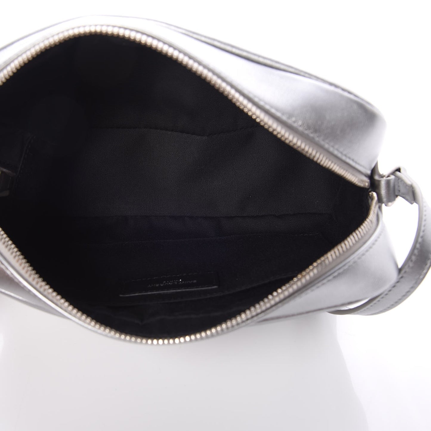 Metallic Calfskin Monogram Small Lou Camera Bag Silver