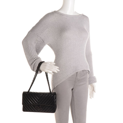 Chanel Lambskin Chevron Medium Double Flap So Black 2 of 9