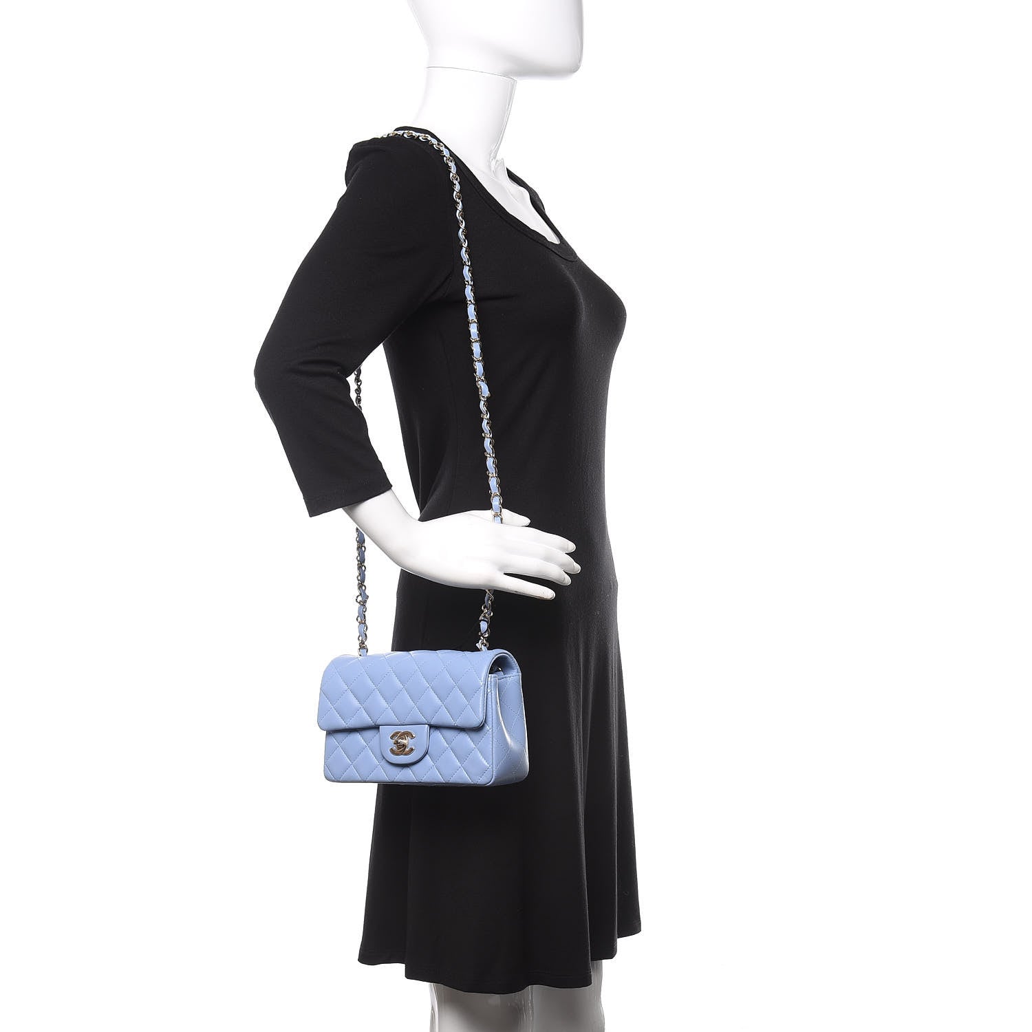 Chanel Lambskin Quilted Mini Rectangular Flap Light Blue 2 of 11