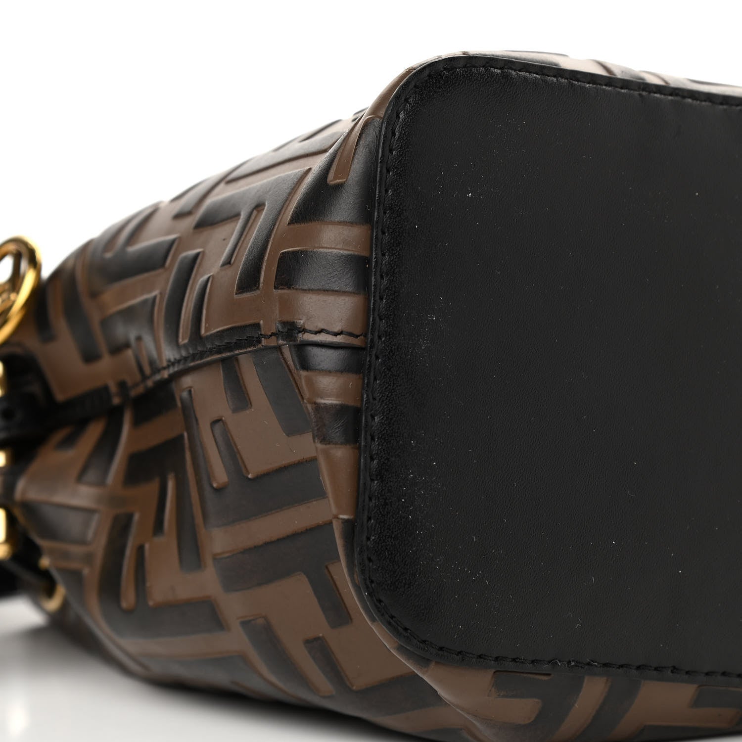 Fendi Vitello Liberty F is Fendi Bi-Color FF 1974 Embossed Mini Mon Tresor Bucket Bag Maya Black 10 of 15