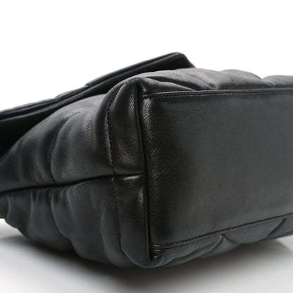 Saint Laurent Lambskin Quilted Monogram Monochrome Small Loulou Puffer Chain Satchel Black 9 of 11