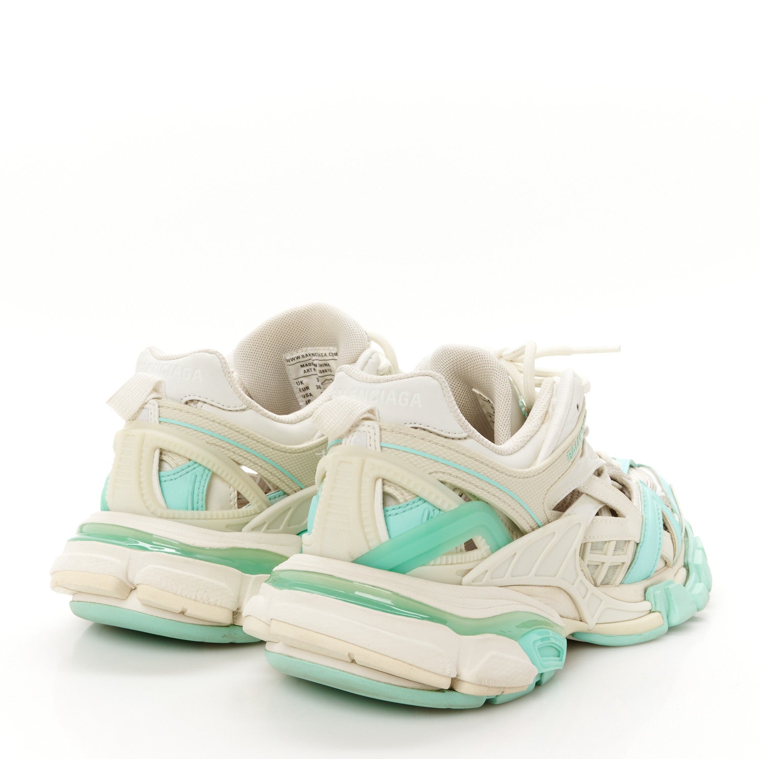 Balenciaga Rubber Mesh Tri-Color Womens Track.2 Open Sneakers 36 Mint Light Beige Grey 5 of 10