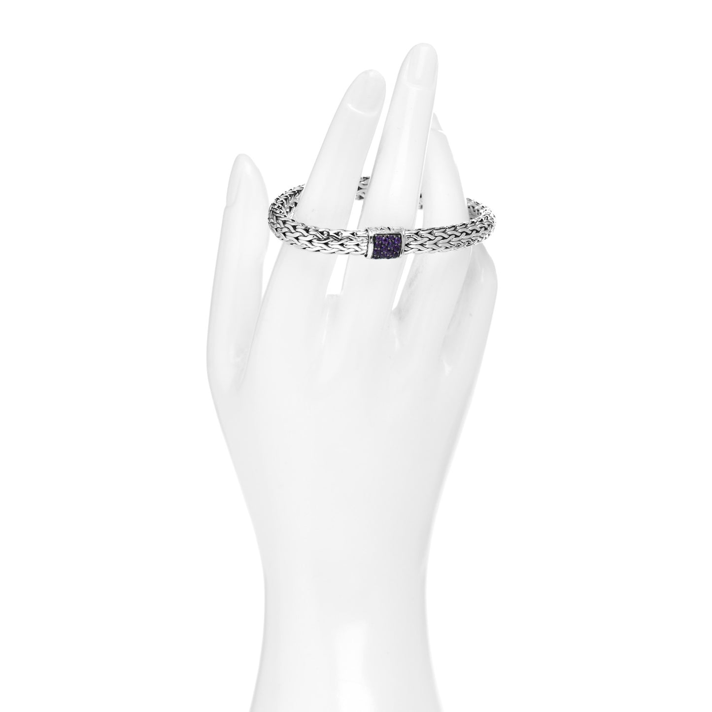 Sterling Silver Amethyst 7.5mm Classic Chain Bracelet