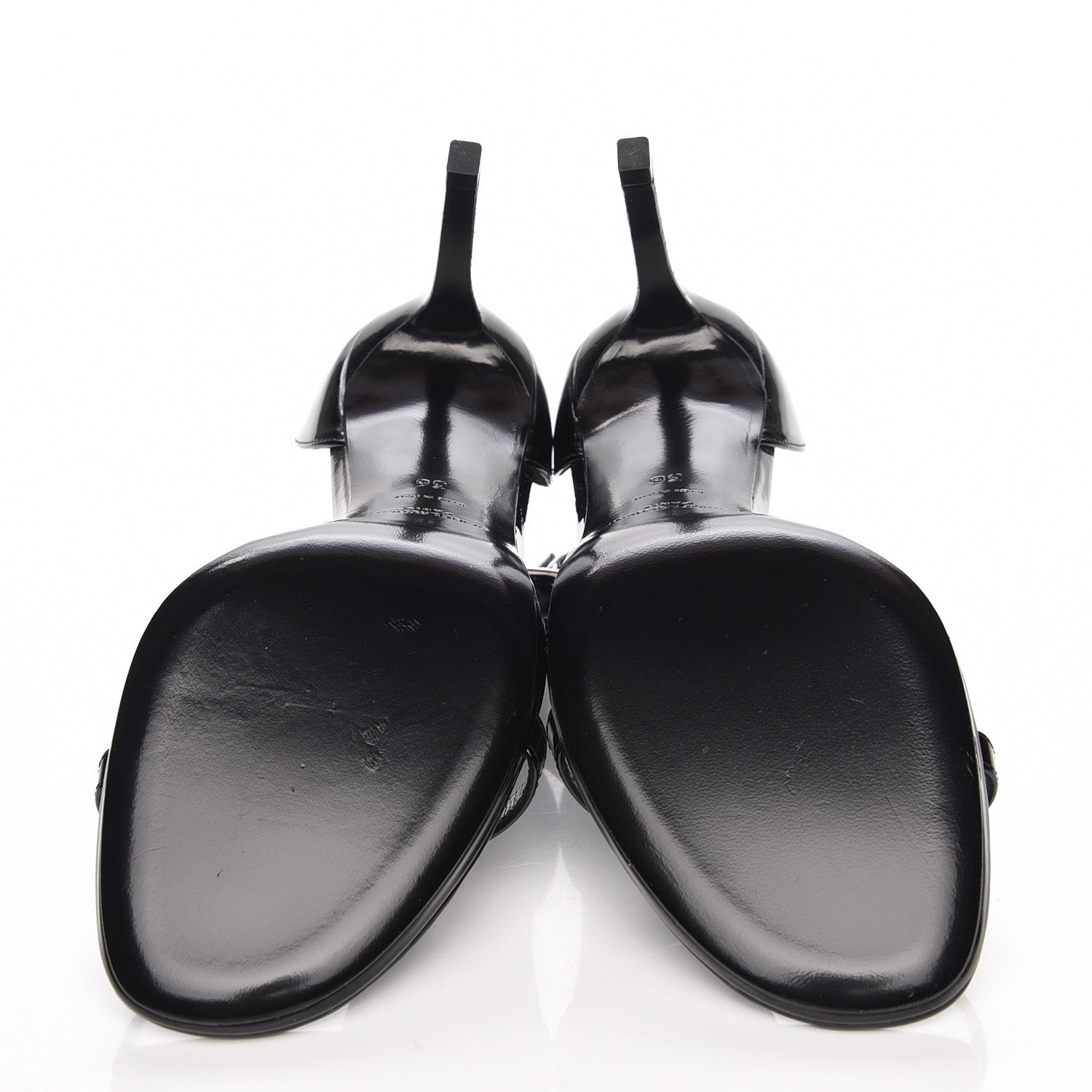 Saint Laurent Vitello Vernice Jane 80 Ankle Strap Sandals 36 Black 6 of 7