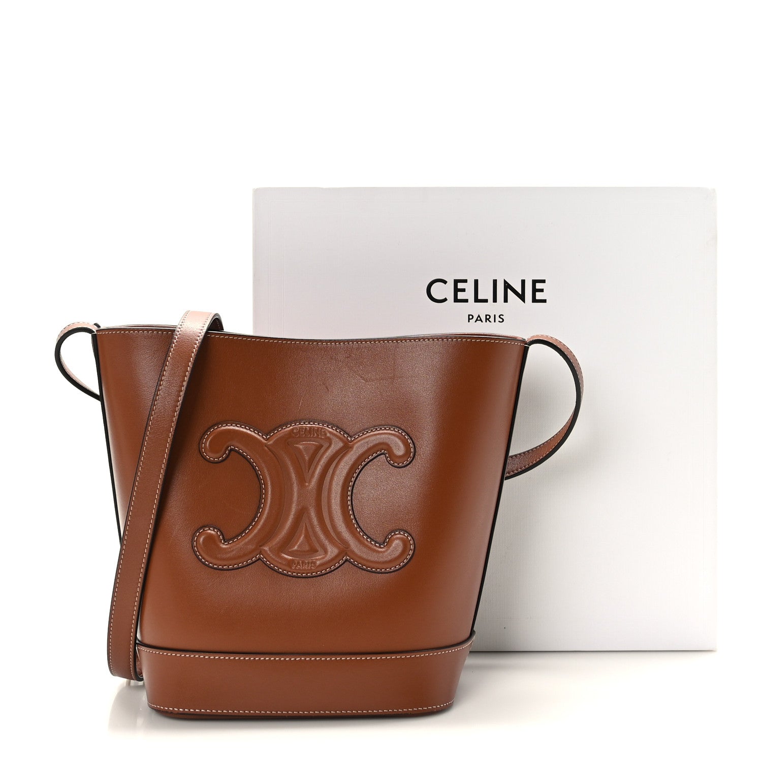Celine Smooth Calfskin Small Cuir Triomphe Bucket Bag Tan 9 of 9