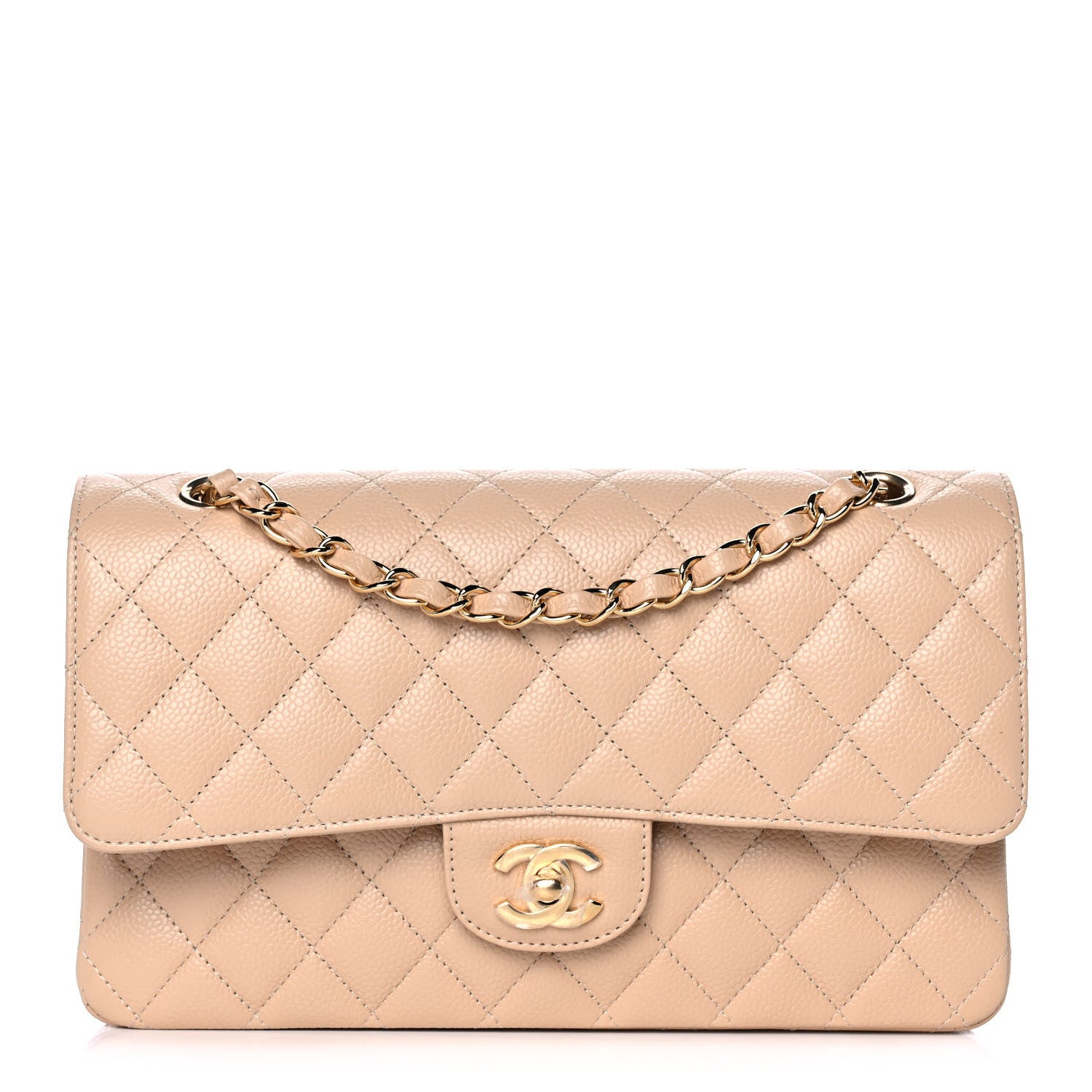 Chanel Caviar Quilted Medium Double Flap Beige 1 of 12