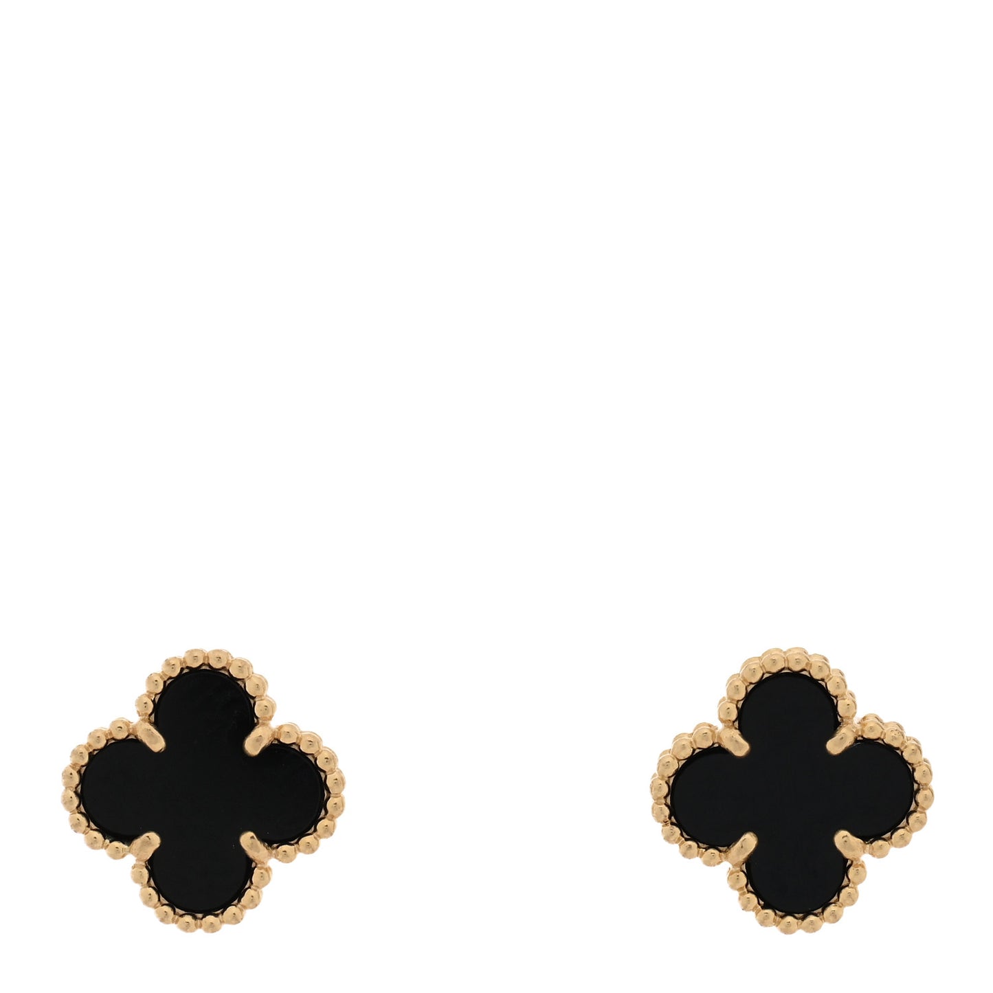 18K Yellow Gold Black Onyx Sweet Alhambra Earrings
