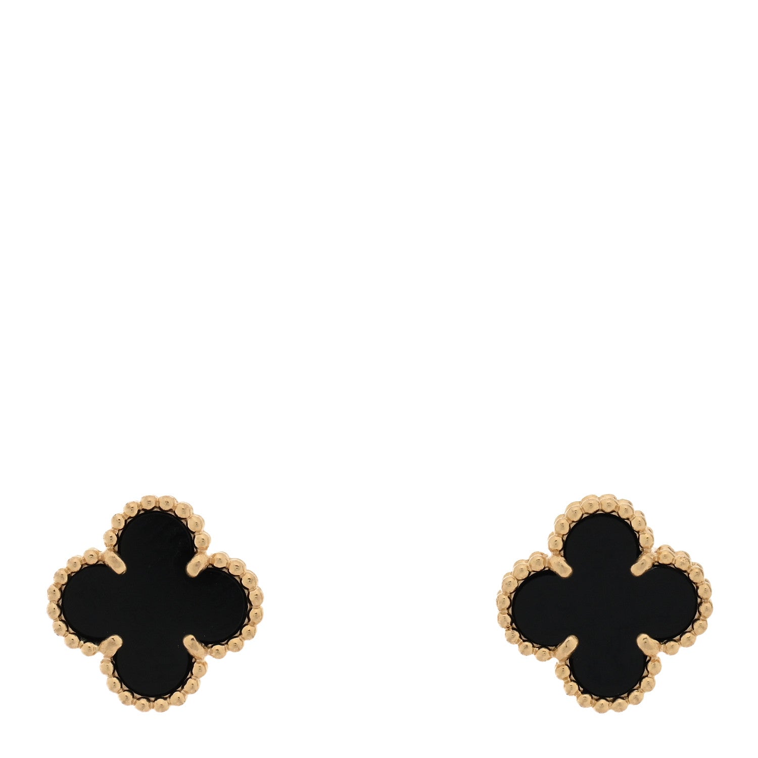 Van Cleef & Arpels 18K Yellow Gold Black Onyx Sweet Alhambra Earrings 1 of 5