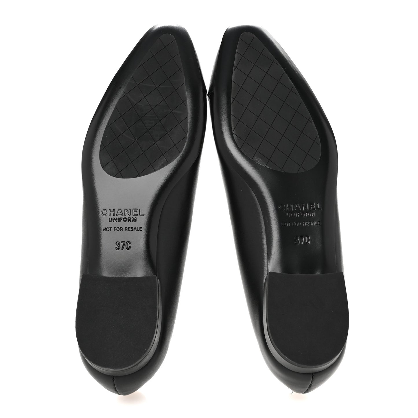 Lambskin Cap Toe CC Uniform Ballerina Flats 37 Black