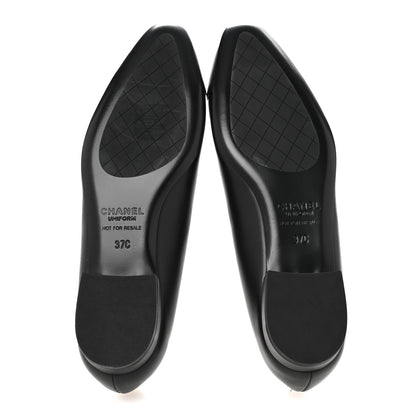 Chanel Lambskin Cap Toe CC Uniform Ballerina Flats 37 Black 6 of 11